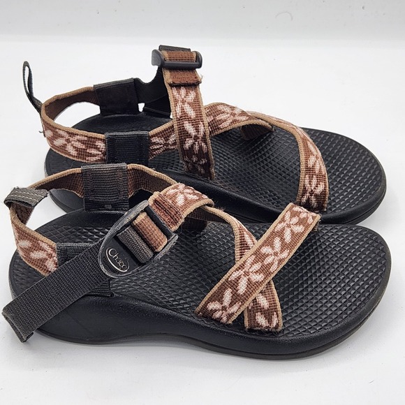 Chaco Kids Sandals Brown Floral Straps Outdoor Casual Adjustable Shoes - Picture 1 of 14